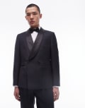 [Topman] Topman premium slim wool rich tux suit jacket in black Chest 36 Regular Black