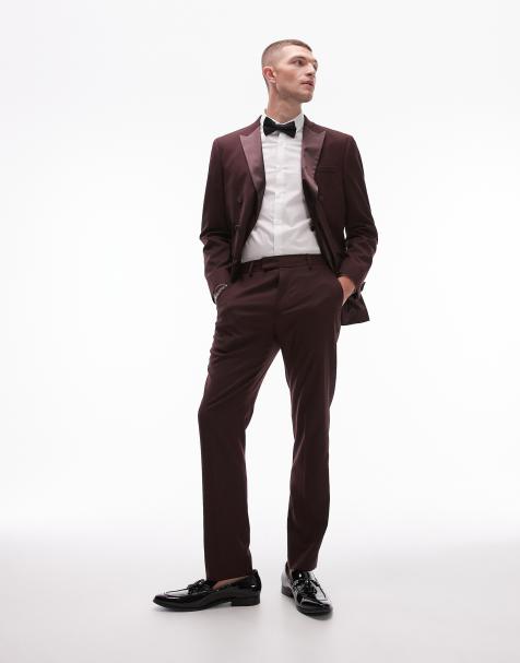 Topman - Premium smalle pantalon in bordeauxrood - view 1