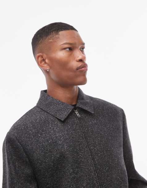 Topman - Premium - Sort habitjakke i harrington-stil i uldblanding - view 1