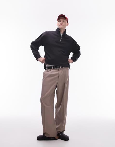 Topman - Premium - Sort oversized sweatshirt i kraftigt stof med 1/4 lynlås - view 1