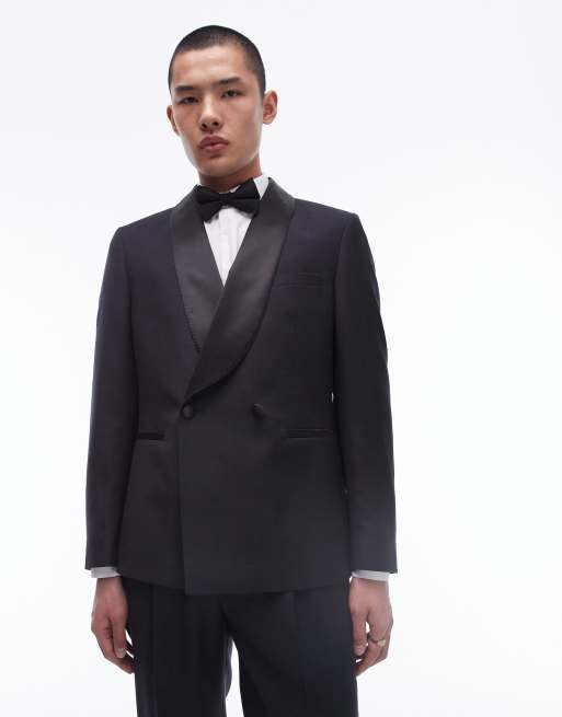 Topman - Premium - Sort slim-smokingjakke i uldblanding