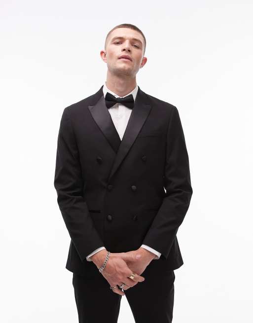 Topman - Premium - Sort smokingjakke i uldblanding i slim fit