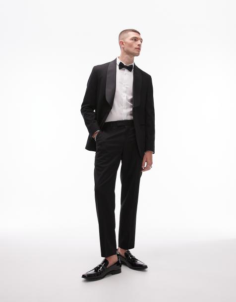 Topman - Premium - Sorte afslappede smokingbukser i uldblanding - view 1