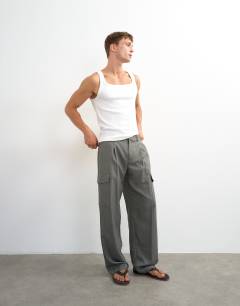 Model wearing Premium square neck ribbed vest in white