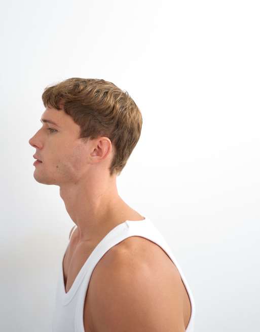 Topman premium square neck ribbed vest in white, 4 of 5