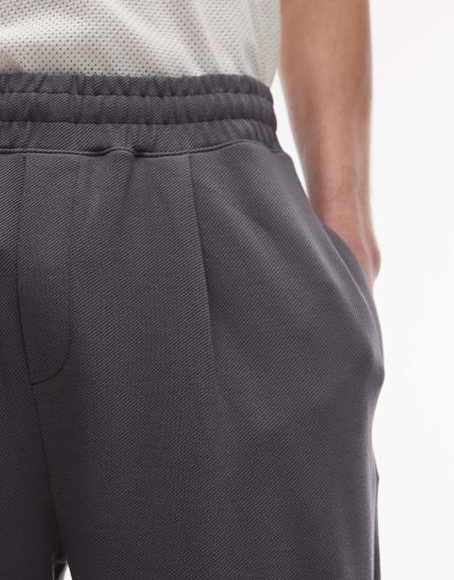Topman premium straight fit twill jogger in charcoal