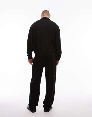 Topman Premium Straight Fit Twill Sweatpants In Black
