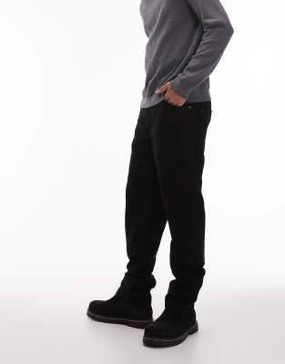 Topman Premium Straight Suede Pants In Black