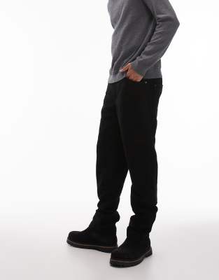 premium straight suede pants in black