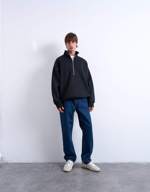Topman – Premium – Svart tröja i oversize med 1/4-lång dragkedja och ståkrage, 2 av 5