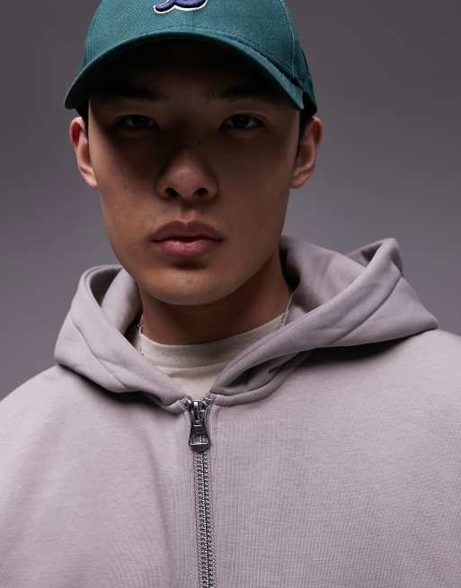 Topman - Premium - Sweat à capuche oversize épais avec fermeture éclair - Marron clair, 3 de 4