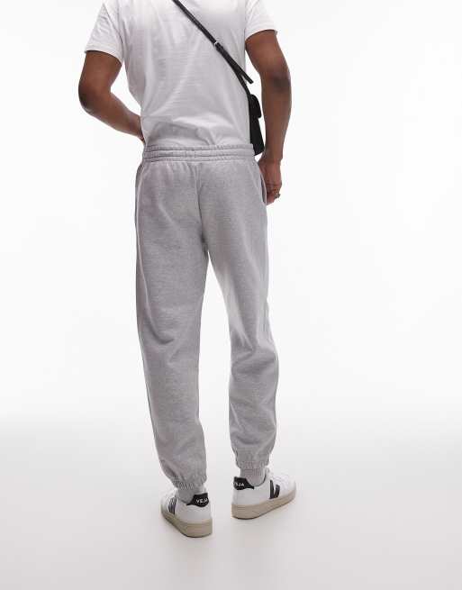 Topman Premium – Szare melanżowe joggersy oversize z grubego materiału, 2 z 5