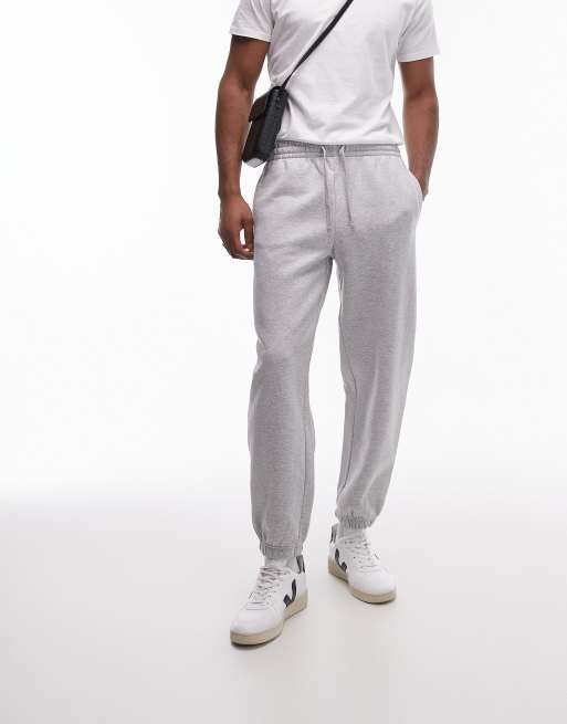 Topman Premium – Szare melanżowe joggersy oversize z grubego materiału, 3 z 5