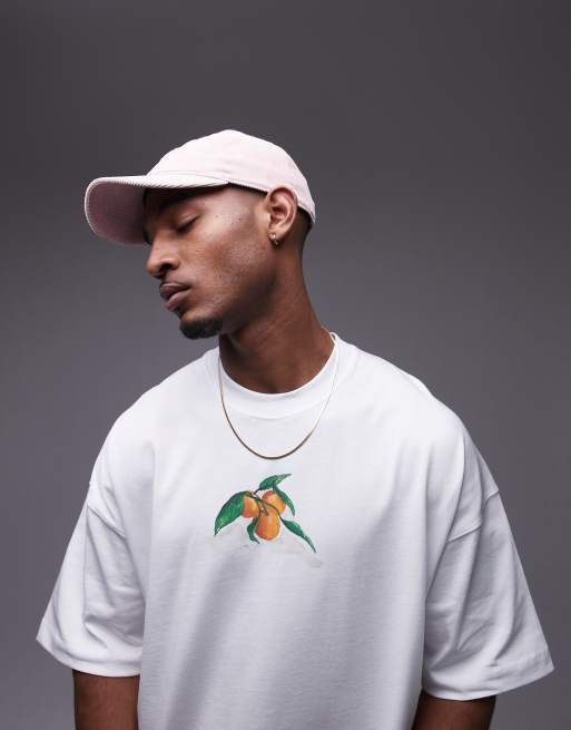 Topman - Premium - T-shirt met extreem oversized pasvorm en print van citrusvruchten in wit