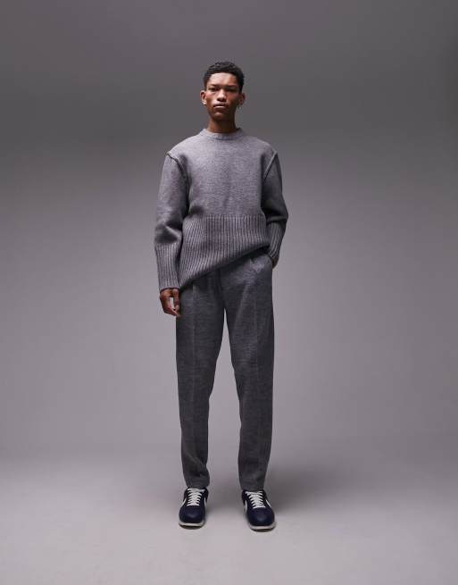 Topman premium tapered trousers with wool in grey | ASOS