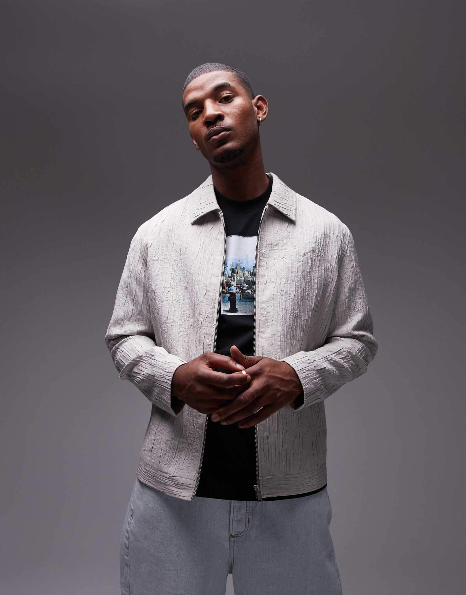 Текстурированная куртка Topman цвета экрю
