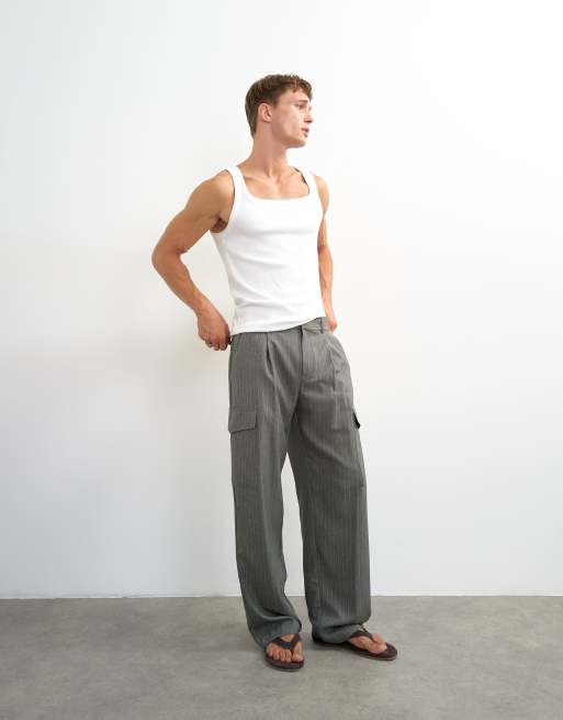 Topman premium top met vierkante hals en ribstructuur in wit, 2 van 5