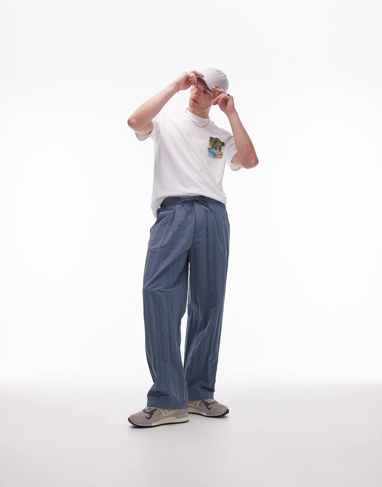 Широкие брюки из тайвека Topman premium синего цвета