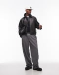 [Topman] Topman premium wide leg wool trackies in grey W38R Grey