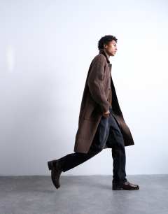 Premium wool blend raglan over coat in chocolate