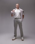 [Topman] Topman premium wool look taper suit pants in light grey W34R Light Grey