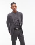 [Topman] Topman premium wool mix slim suit jacket in charcoal-Grey Chest 42 Regular Charcoal