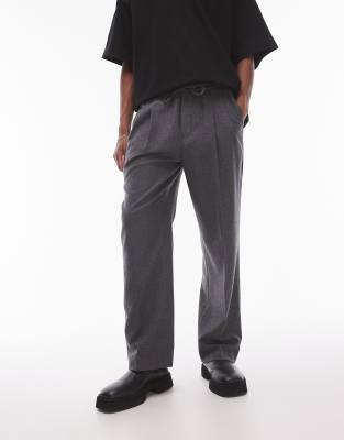 TOPMAN PREMIUM WOOL MIX WIDE LEG PANTS 