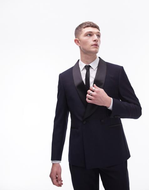 Topman premium wool rich tux suit jacket in navy - view 1