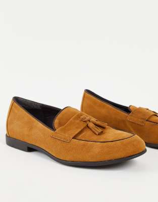 Topman Prince Tan Faux Tassel Loafers-brown |