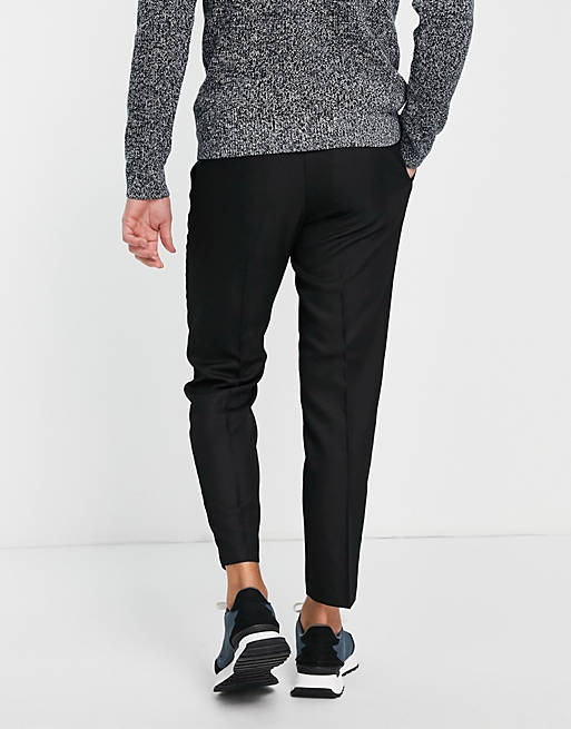  Topman pronouced twill tapered trousers in black 