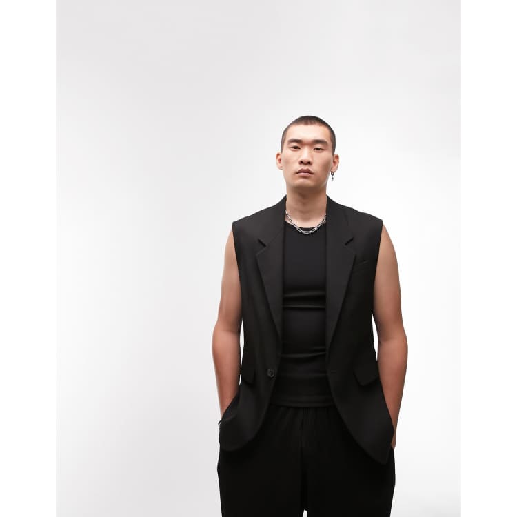 Men's sleeveless hot sale tuxedo jacket