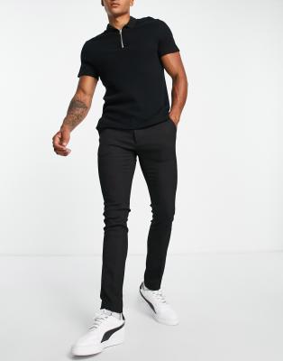 Topman Pronounced Twill Super Skinny Pants In Black