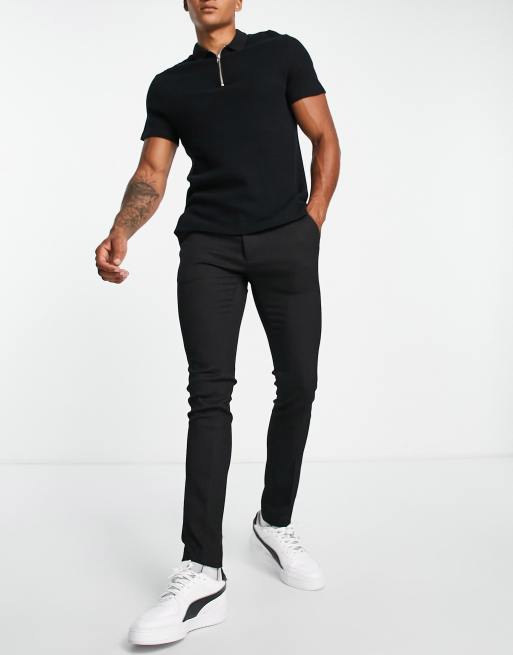 Topman pronounced twill super skinny pants in black