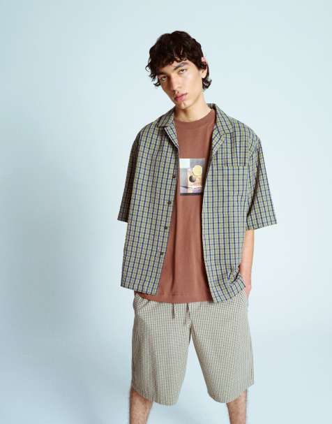 Topman short sleeve boxy textured check shirt