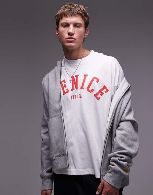 Topman – Pudełkowy T-shirt oversize z nadrukiem „Venice”