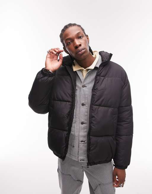 Oversized Fit Puffer Jacket - Black - Men