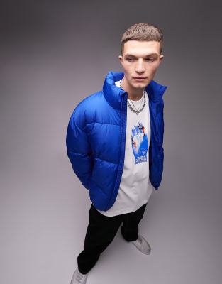 Topman puffer jacket in blue