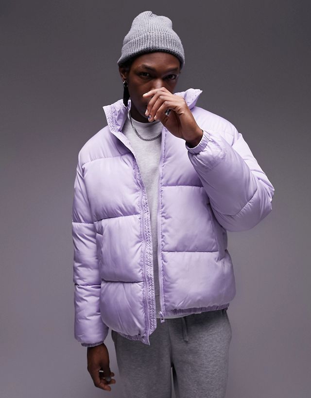 Topman puffer jacket in lilac