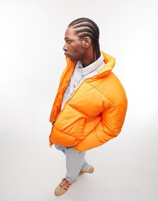 Topman puffer jacket in orange
