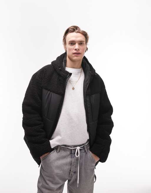 Oversized Fit Puffer Jacket - Black - Men