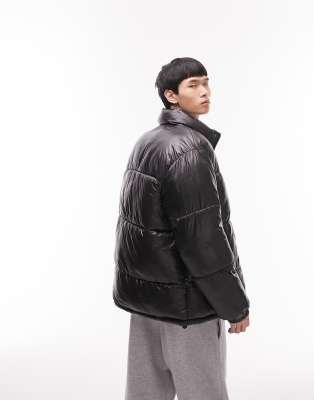 Topman signature puffer jacket in color block