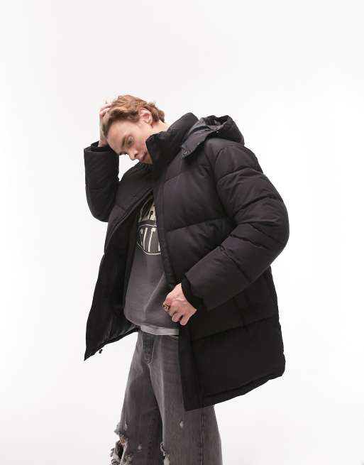 Oversized Fit Puffer Jacket - Black - Men