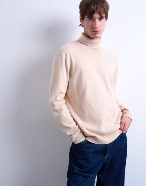 Topman -Pull col roulé classique en maille - Taupe - view 1
