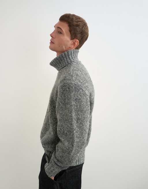 Topman pull col roulé tricoté texturé coupe relaxed anthracite, 3 de 5