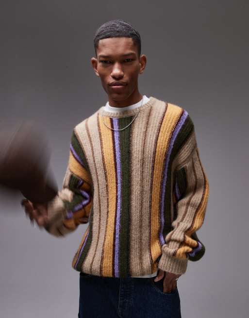 Topman - Pull en maille à rayures - Multicolore