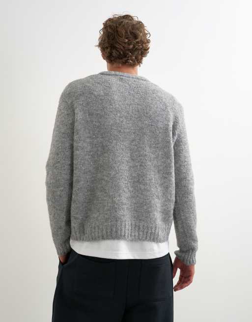 Topman pull en maille lâche coupe relaxed gris clair, 4 de 5