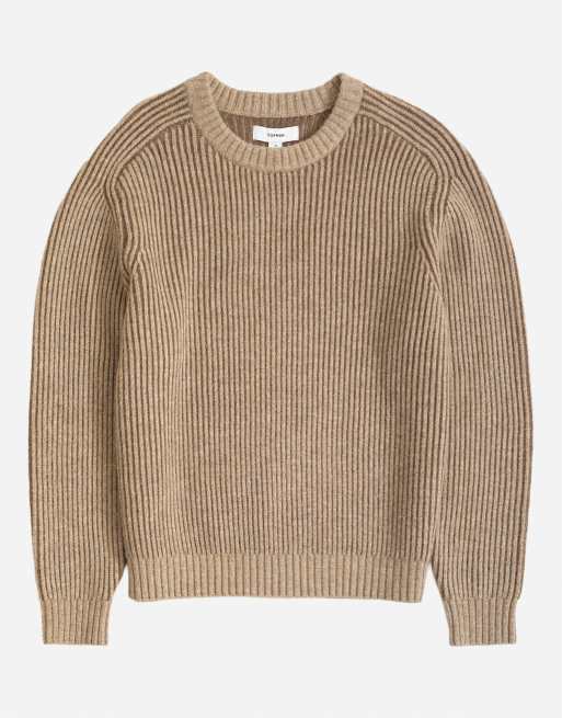 Topman pull en maille tressée coupe classique style pêcheur couleur oatmeal, 6 de 7
