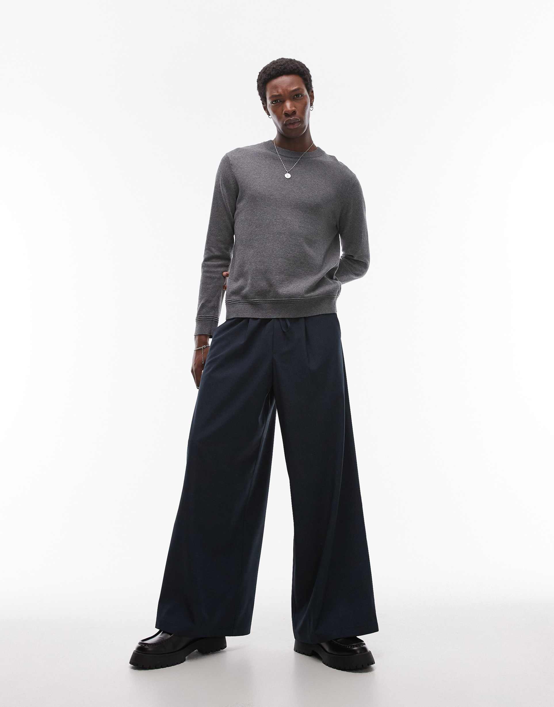 topman pull on pants in plaid print