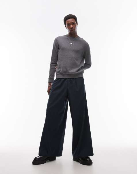 Topman pull on trousers in check print - view 1