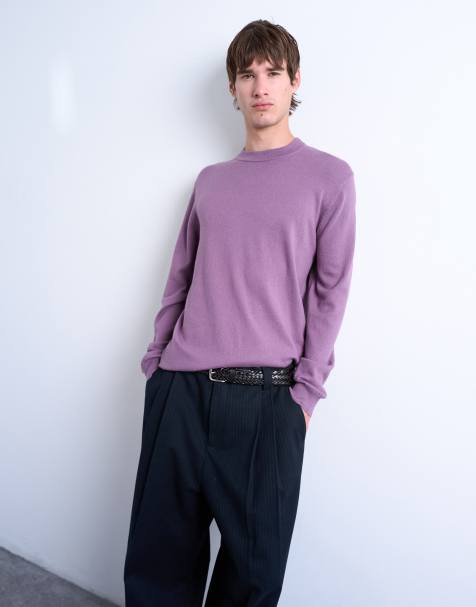 Topman - Pull ras de cou classique en maille - Violet - view 1